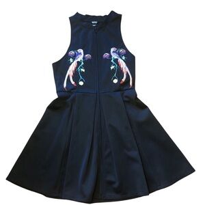 BUFFALO DAVID BITTON neoprene embroidered floral peacock dress